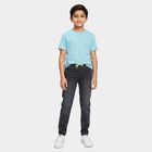 Boys' Grey Regular Fit Elastic Waistband Jeans, हल्का ग्रे, small