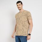 Men's 100% Cotton Round Neck Half Sleeves T-Shirt , Beige, small