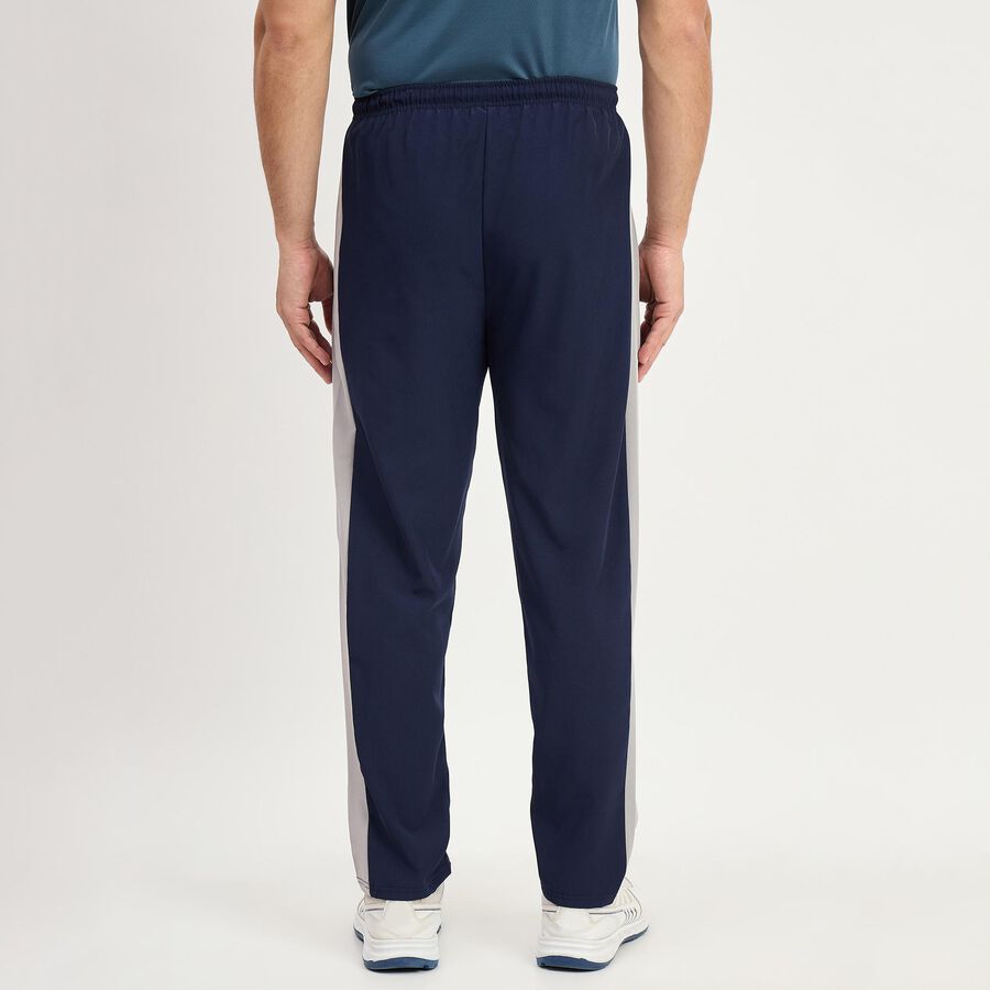 Men's Navy Blue Regular Fit Side-Panelled Track Pants, Navy Blue, large