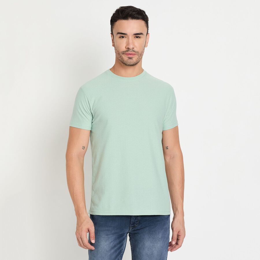 Men's Round Neck Half Sleeves T-Shirt, Aqua, large image number null