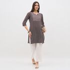 Women's Deep Maroon Notch Neck Printed Kurta, वाइन, small image number null