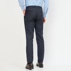 Men's Navy Blue Slim Fit Flat-Front Formal Trousers, Navy Blue, small