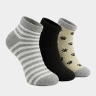 Women's Assorted Regular Fit Striped Pack of 3 Socks, चुनिंदा, small