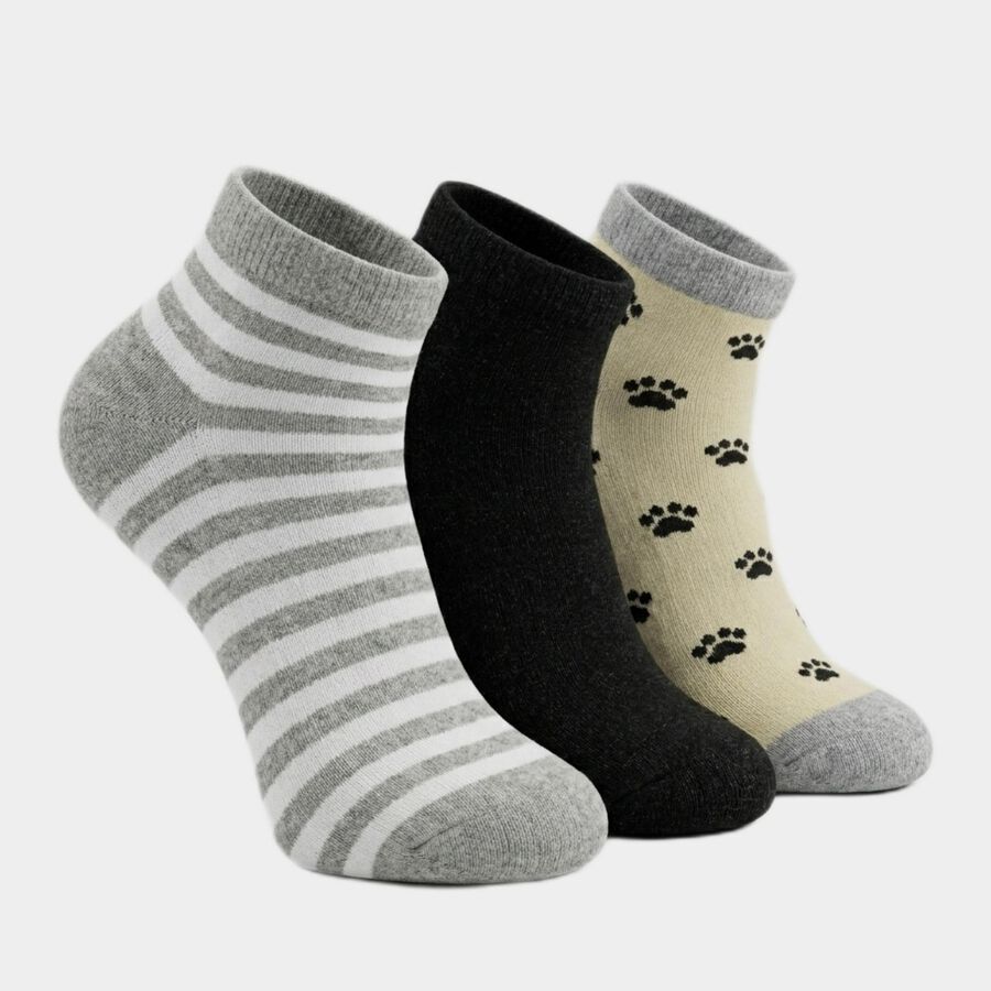 Women's Assorted Regular Fit Striped Pack of 3 Socks, चुनिंदा, large