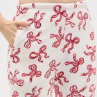 Women's White and Red Bow Printed Fleece Pyjama Set, लाल, small image number null