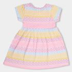 Girls' Multicolor Printed Short Sleeve A-Line Frock, Light Pink, small image number null