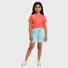 Girls' Aqua Regular Fit Side Stripe Shorts, एक्वा, small