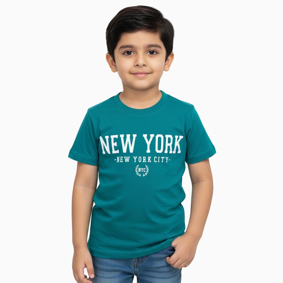 Boys' Half Sleeves T-Shirt, Dark Green, large image number null