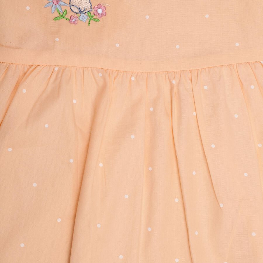 Infant Girls' 100% Cotton Frock , Peach, large image number null