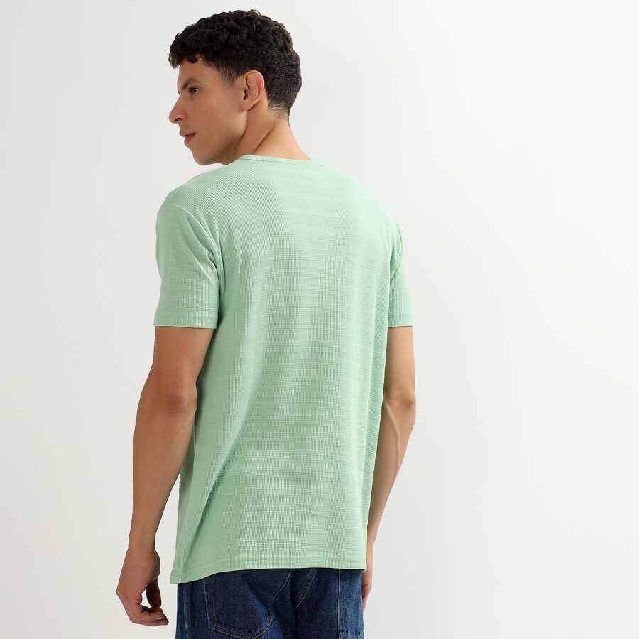 Men's Light Green Henley Neck Half Sleeve T-Shirt, Light Green, large image number null