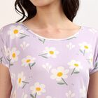 Women's Lilac V-Neck Romantic Nighty, Lilac, small