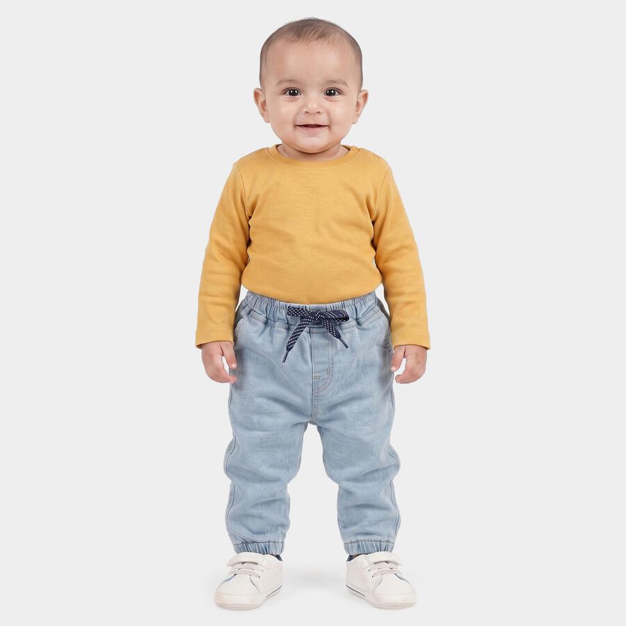 Infants Light Blue Jogger Fit Drawstring Jeans, हल्का नीला, large