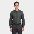 Men's Dark Green Spread Collar Formal Shirt, Dark Green, small