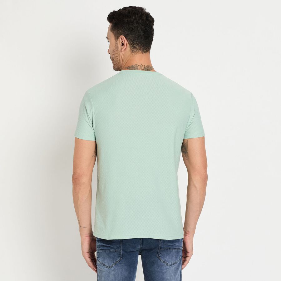 Men's Round Neck Half Sleeves T-Shirt, Aqua, large image number null