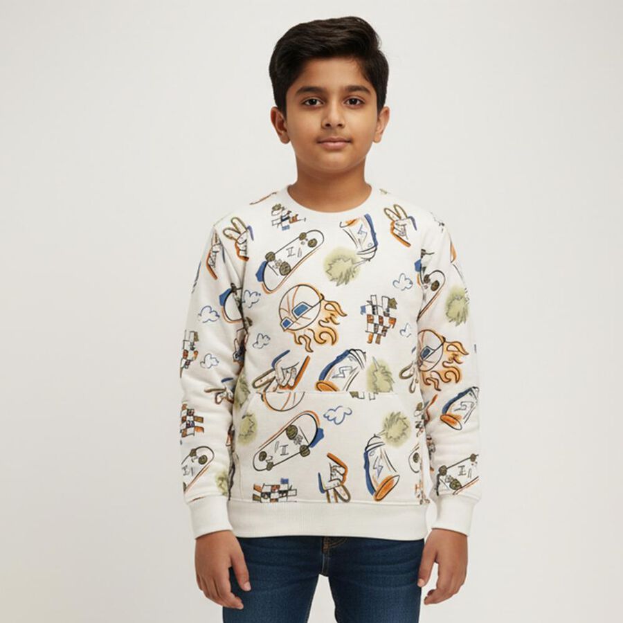 Boys' Sweatshirt, सफ़ेद, large image number null