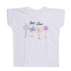 Girls' White Cotton Round Neck Embroidered T-Shirt, सफ़ेद, small