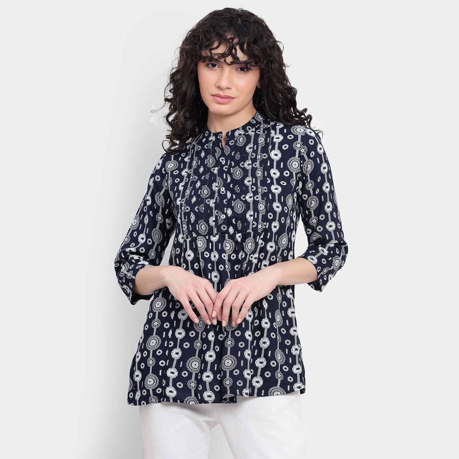 All Over Print Kurta, Navy Blue, large image number null