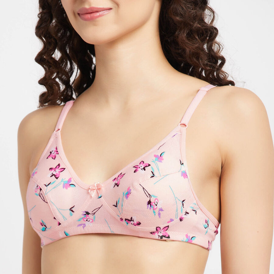 Printed Non-Padded Basic Bra, Peach, large image number null