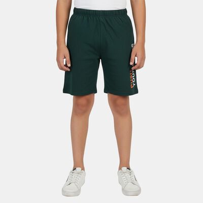 Boys' Dark Green Regular Fit Elastic Waist Bermuda Shorts