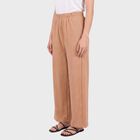 Women's Beige Relaxed Fit Ribbed Harem Pants, गहरा पीला, small