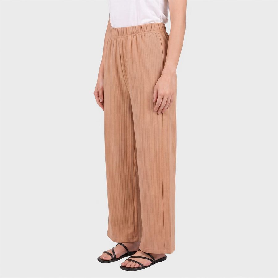 Women's Beige Relaxed Fit Ribbed Harem Pants, गहरा पीला, large