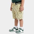 Boys Off White Regular Fit Printed Cargo Bermuda Shorts, Off White, small