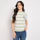 Ladies'  Stripes Round Neck T-Shirt, Light Green, small image number null