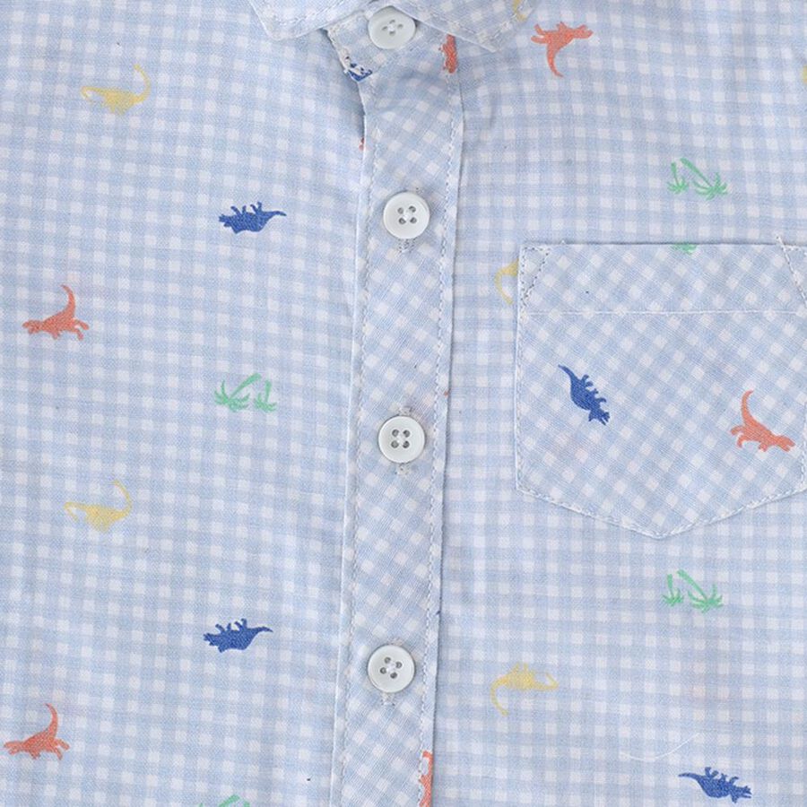 Infants Light Blue Cotton Half Sleeve Classic Casual Shirt, White, large image number null