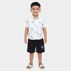 Boys White Cotton Round Neck Woven Baba Suit, White, small