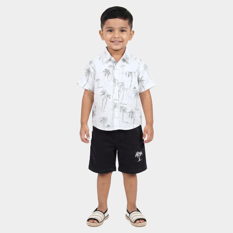 Boys White Cotton Round Neck Woven Baba Suit, White, large