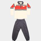 Boys' Off White Cotton Polo Neck Colorblocked Baba Suit, ऑफ व्हाइट, small