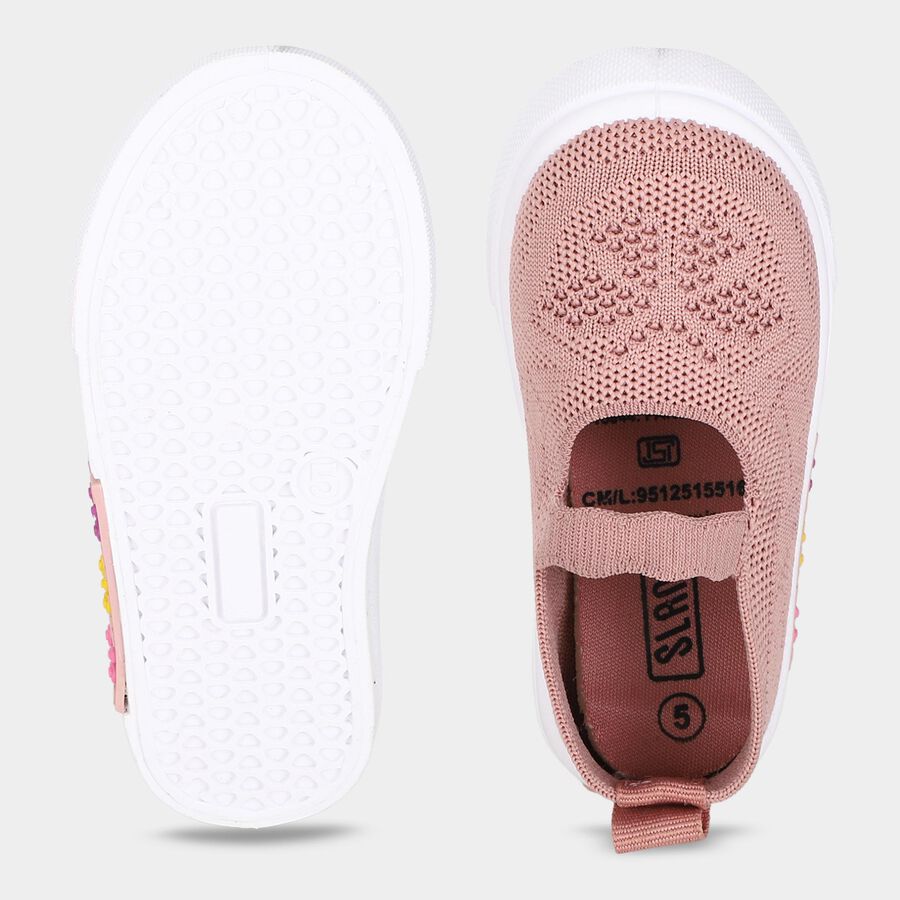 Girls' Pink Slip-On Casual Shoes, पीच, large