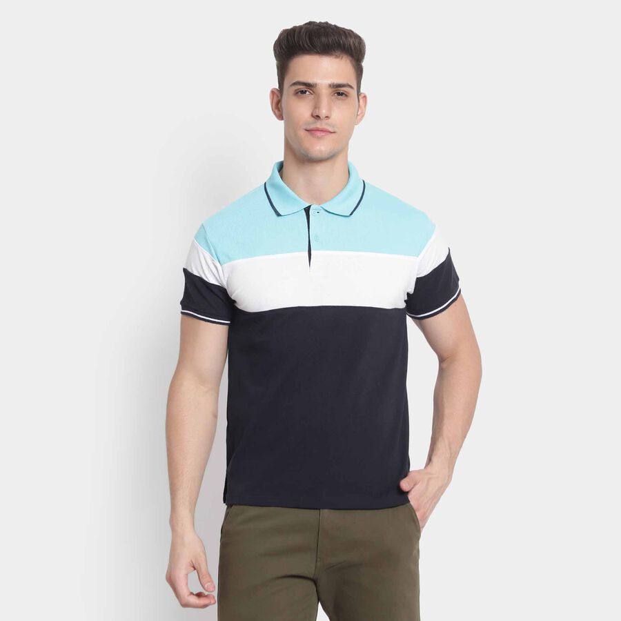 Cut & Sew Polo Shirt, Light Blue, large image number null