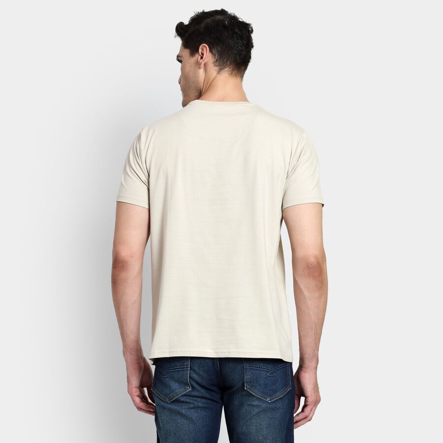 Men's Round Neck Half Sleeves T-Shirt, Off White, large image number null