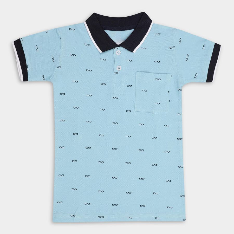 Boys' 100% Cotton Half Sleeves T-Shirt, Light Blue, large image number null