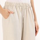 Women's Soft Beige Relaxed Fit Crochet Trim Palazzos, Beige, small image number null