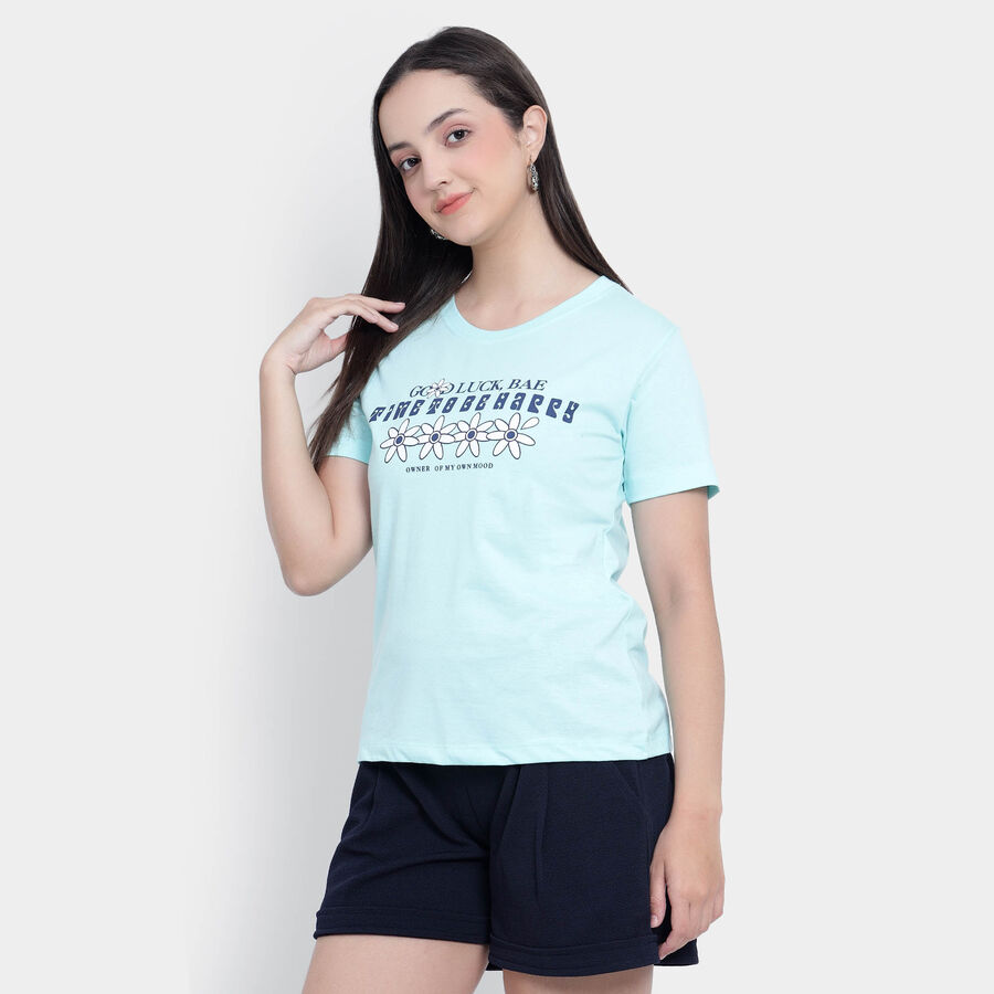 Round Neck T-Shirt, Aqua, large image number null