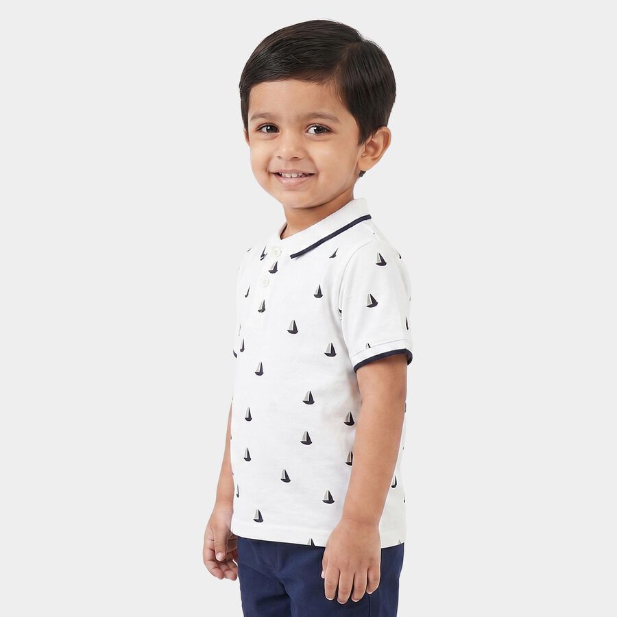 Boys White Cotton Polo Neck Polo Boys T-Shirt, सफ़ेद, large