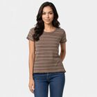 Women's Brown Round Neck Regular T-Shirt, भूरा, small