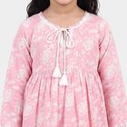Girls Pink Round Neck Fusion Set Upper and Bottom Set, Light Pink, small