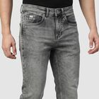 Men's Grey Slim Fit Faded Jeans, Dark Grey, small