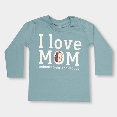 Infants Bright Turquoise Blue Cotton Round Neck Casual T-Shirt