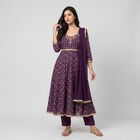 Women's Purple Embroidered Ethnic Set, Purple, small