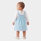 Infants' Light Blue Fit and Flare Embroidered Pinafore Frock, हल्का नीला, small