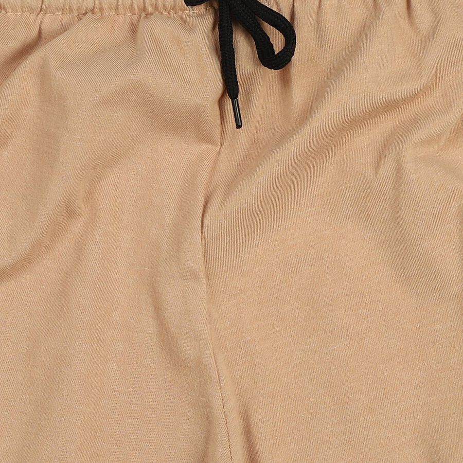 Boys Beige Regular Fit Printed Bermuda Shorts, Beige, large