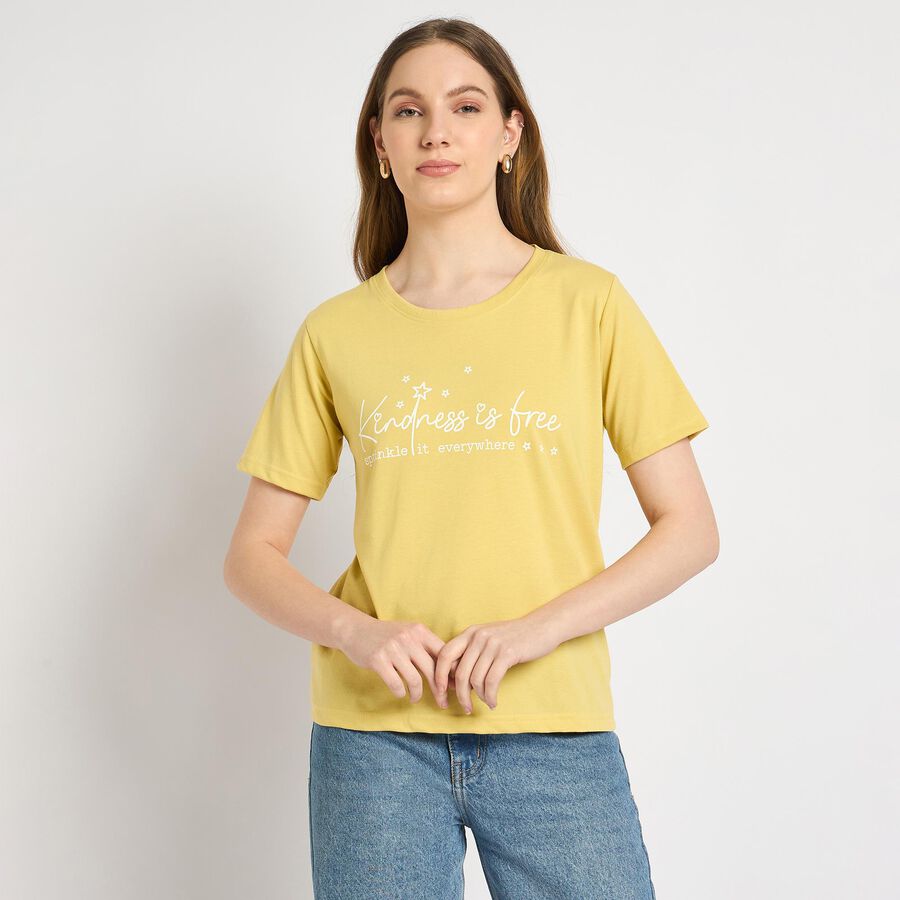 Ladies' Round Neck T-Shirt , Khaki, large