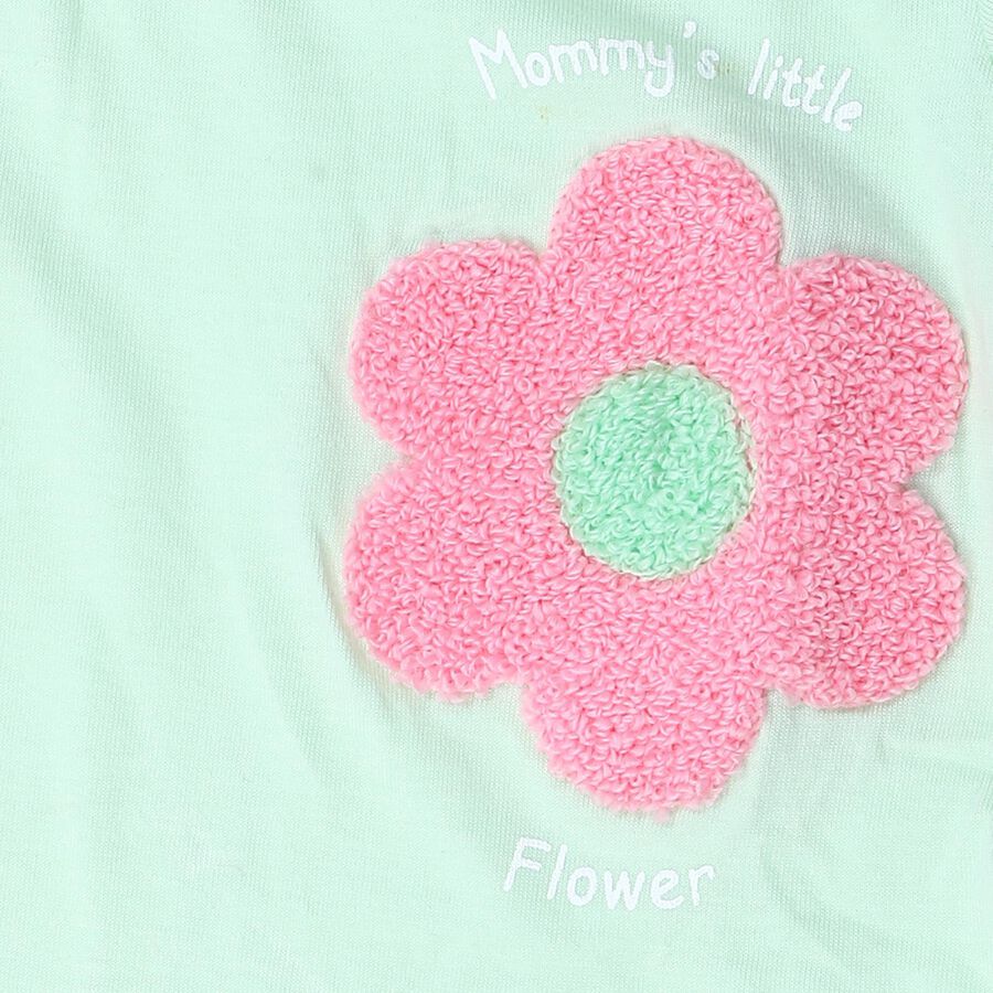 Girls' Mint Green Round Neck Regular T-Shirt, Light Green, large