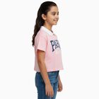 Girls Light Pink Cotton Polo Neck Graphic T-Shirt, हल्का गुलाबी, small image number null