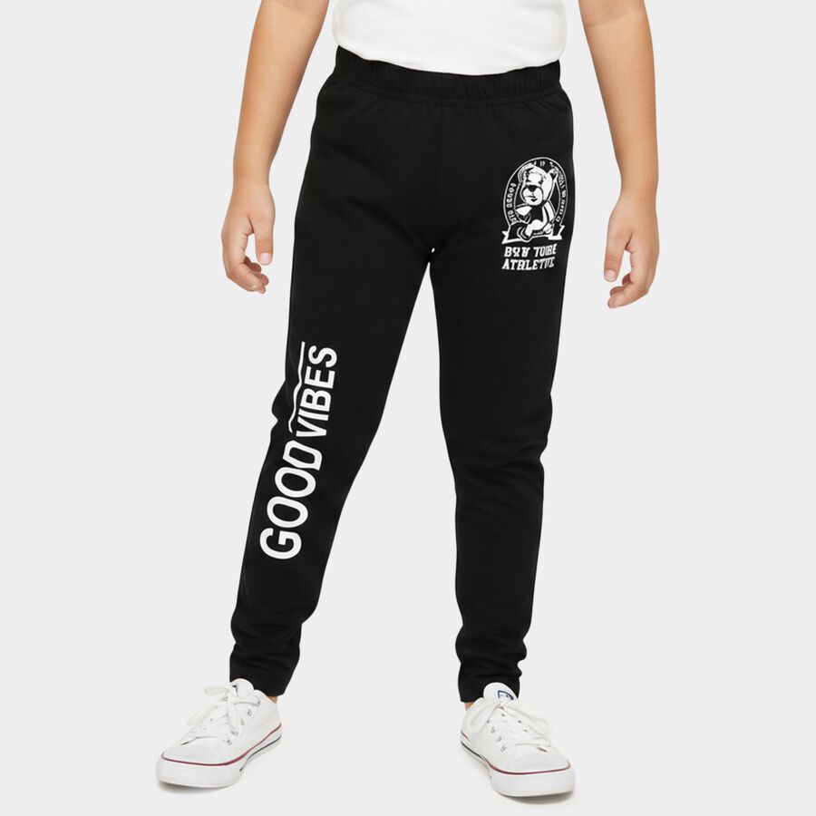 Boys' Black Regular Fit Cartoon Printed Pyjama, Black, large