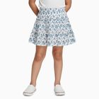 Girls' White and Blue Floral Tiered Mini Skirt, Light Blue, small